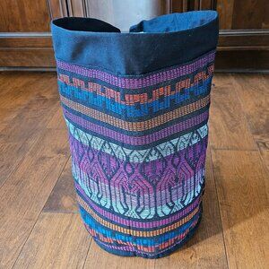 VTG Knapsack Drawstring Bag Woven Cotton Boho New